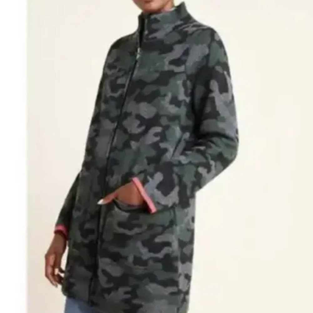 Field and‎ Flower Anthropologie Wool Sweater Coat Camo Print Moss Size Xsmall